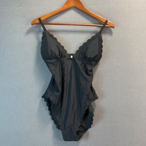 J. Crew Black Scalloped Edge One Piece Swimsuit Women's Size Small New With Tags